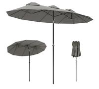 Outsunny Parasol de Jardin Exterieur Inclinable 3 x 1,5 m Manivelle Gris
