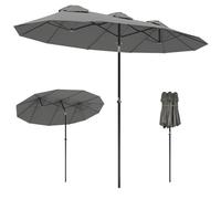 Outsunny Parasol de jardin XXL double inclinable 295x152x222 cm acier polyester manivelle gris