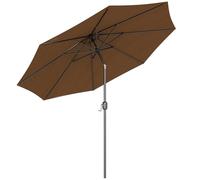 Outsunny Parasol de jardin droit manivelle inclinable Ø 3 m Rond métal Polyester 180 g/m² Chocolat