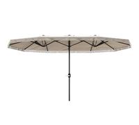 Outsunny Parasol de jardin exterieur Manivelle 4,5 x 2,65 x 2,6 m Crème | Parasol Double Rectangulaire, Franges, Toile 180 g/m², pour Piscine Terrasse Balcon