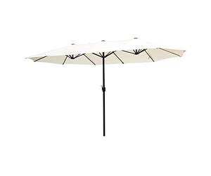 Outsunny Parasol de jardin exterieur parasol double 4,6L x 2,7l x 2,4H m ouverture fermeture manivelle acier polyester haute densité crème
