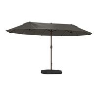 Parasol de jardin - Outsunny - extérieur double rectangulaire ouverture manivelle sacs lestage base - acier - 4,6x2,7x2,4m - gris