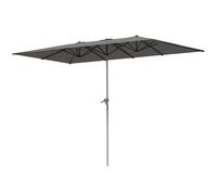 Outsunny Parasol de jardin extérieur, parasol double rectangulaire 451 x 264 cm avec manivelle toile polyester 200g/m² gris Gris foncé