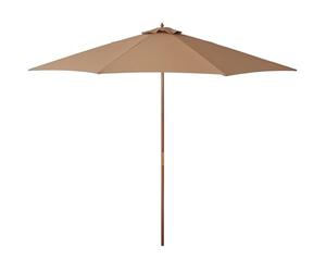 Outsunny Parasol de jardin extérieur parasol droit double toit en bois polyester haute densité protection solaire Ø 3 x 2,5 m kaki