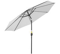 Outsunny Parasol en métal Rond Polyester 180g/m² protection solaire anti-UV manivelle inclinable Ø 3 x 2,5 m Blanc
