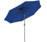Outsunny Parasol de jardin extérieur Parasol droit inclinable Ø 3 m en métal Rond Polyester 180g/m² manivelle inclinable Bleu