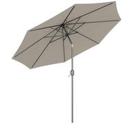 Outsunny Parasol de jardin extérieur Parasol droit inclinable Ø 3 m en métal Rond Polyester 180g/m² manivelle inclinable Gris Clair