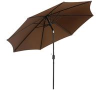 Outsunny Parasol de jardin extérieur Parasol droit inclinable Ø 3 m en métal Rond Polyester 180g/m² manivelle inclinable Chocolat