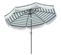 Outsunny Parasol de jardin extérieur parasol inclinable rond Ø2,7 x 2,4 m parasol droit avec ouverture fermeture manivelle, franges, toile 180 g/m² protection UPF 30+, pour balcon, terrasse, bleu