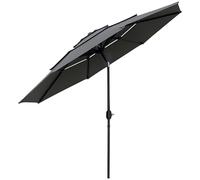 Outsunny Parasol de jardin extérieur parasol inclinable rond Ø 2,85 x 2,5 m avec ouverture fermeture manivelle, 2 évents, toile 180 g/m² protection Anti-UV, parasol pour balcon, terrasse, gris