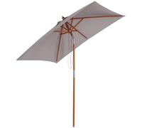 Outsunny Parasol jardin rectangulaire inclinable bois polyester haute densité 2×1,5×2,3m gris clair