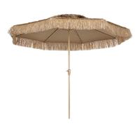 Outsunny Parasol de jardin extérieur style Hawaïen en paille Ø 294 cm, parasol droit mat et 8 baleines en métal, 140 g protection UV avec manivelle pour balcon jardin terrasse, jaune