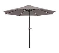 Outsunny Parasol de jardin inclinable Ø265 cm avec 32 LED solaires et manivelle, gris
