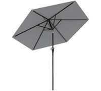 Outsunny Parasol droit hexagonal inclinable Ø 2,3 x 2,16 m métal polyester haute densité gris