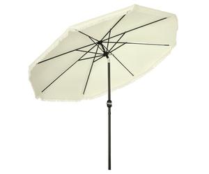 Outsunny Parasol de jardin Parasol droit inclinable rond Ø 268 cm avec franges tissu polyester haute densité anti-UV mât démontable 8 baleines