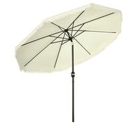 Outsunny Parasol de jardin rond inclinable Ø 268 cm – polyester haute densité, franges, crème