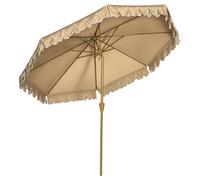 Outsunny Parasol de jardin Parasol droit inclinable rond Ø 264 cm avec volants tissu polyester haute densité anti-UV mât démontable 8 baleines - kaki