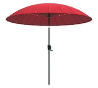 Outsunny Parasol de jardin Parasol droit inclinable rond avec 24 baleines manivelle aluminium fibre de verre polyester diamètre 2,60 m coloris rouge