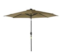 Outsunny Parasol de jardin Parasol droit octogonal inclinable Ø 2,7 x 2,4 m lumineux solaire 24 LED polyester haute densité 180 g/m² marron