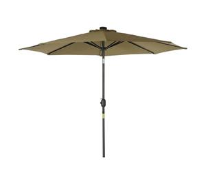 Outsunny Parasol de jardin Parasol droit octogonal inclinable Ø 2,7 x 2,4 m lumineux solaire 24 LED polyester haute densité 180 g/m² marron