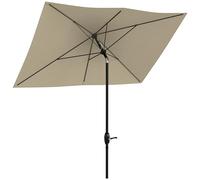 Outsunny Parasol de jardin Parasol droit rectangulaire inclinable 2 x 3 m avec manivelle toile polyester imperméabilisée haute densité 180 g/m² crème