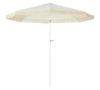Outsunny Parasol de jardin parasol extérieur inclinable à franges avec manivelle 8 baleines dim. Ø 2,65 x 2,45 H m Blanc
