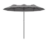 Parasol de jardin inclinable grande taille ouverture fermeture manivelle acier polyester haute densité gris
