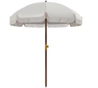 Outsunny Parasol de Plage à Frange Protection UV 40+ 8 Baleines Gris Clair