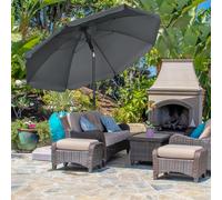 Parasol inclinable octogonal Ø 1,8 x 2,09H m acier époxy polyester 160 g/m² anti-UV50+ gris 180x180x209cm Gris