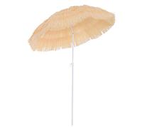 Outsunny Parasol de Plage Jardin Design Hawai 160 cm Raphia Artificiel Beige