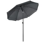 Outsunny Parasol de plage parasol de jardin extérieur Ø 180 cm inclinable protection UV 50 + avec 8 baleines sac de transport inclus gris foncé