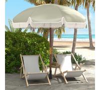 Outsunny Parasol de plage parasol d'extérieur rond parasol à frange protection UV 40 + avec 8 baleines vert