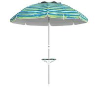 Outsunny Parasol de plage parasol inclinable d'extérieur rond Ø 190 cm hauteur réglable - table avec porte-gobelet sac de transport inclus protection UV50+ en aluminium polyester multicolore