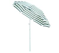 Outsunny Parasol de plage parasol inclinable octogonal Ø 180 cm Tissu Polyester Haute densité Anti-UV mât démontable Vert Blanc rayé
