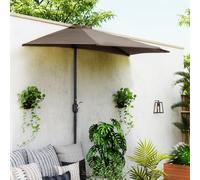 Outsunny Parasol de Terrasse Demi-Lune Gain de Place avec Ouverture à Manivelle, Marron