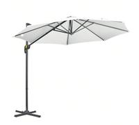 Outsunny Parasol déporté Ø 3 m octogonal inclinable manivelle avec pied en acier blanc Description:Cet élégant grand parasol déporté est idéal pour profiter entre amis ou en famille de votre extérieur