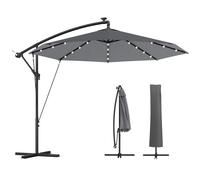 Outsunny Parasol déporté 3 m avec Lampes LED Solaires, pour Jardin, Couleur Gris