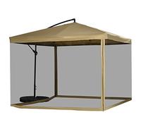 Outsunny Parasol déporté avec moustiquaire, Base, Beige