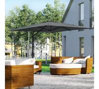 Outsunny Parasol déporté carré 2,5 x 2,5 m, parasol de jardin extérieur protection UV base croisée incluse gris foncé