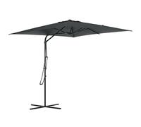 Outsunny Parasol déporté carré 2,5 x 2,5 m, parasol de jardin extérieur protection UV ouvrir et fermer rapidement et facilement base croisée incluse pour balcon patio terrasse gris foncé