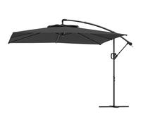 Outsunny Parasol déporté carré 3 x 3 m avec manivelle, base croisée, parasol inclinable rotation à 360° toile 180 g/m² gris foncé