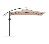 Outsunny Parasol Déporté Carré 3 x 3 m Manivelle Base Croisée Kaki