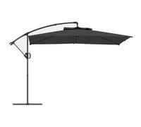 Outsunny Parasol déporté carré 3 x 3 m, parasol de jardin extérieur avec manivelle, base croisée, inclinable et rotation à 360°, toile polyester 180 g/m², protection UV UPF50+, gris foncé