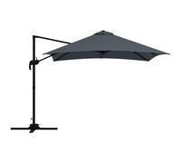 Parasol Déporté Carré Inclinable Pivotant 360° Manivelle Piètement Acier Dim. 2,95l X 2,95l X 2,66h M Gris