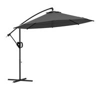 Outsunny Parasol déporté de 293 cm de diamètre avec pied en croix, manivelle, inclinaison et 8 baleines, parasol de terrasse suspendu pour piscine extérieure, jardin, balcon, gris, 293L x 293B x 260H