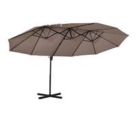 Outsunny Parasol déporté grande taille XXL inclinable avec pied en croix dim. 4,45L x 2,7l x 2,6H m piètement en acier inclus polyester marron