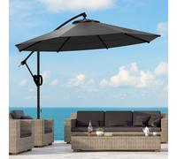 Outsunny Parasol déporté, incl. base en croix, 293 x 293 x 260 cm, Gris