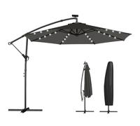 Outsunny Parasol déporté LED solaire Ø300 cm 360° rotatif Gris foncé