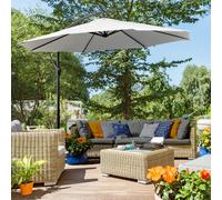 Outsunny Parasol déporté octogonal inclinable manivelle avec pied en acier Ø 3 x 2,5H m crème