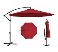 Outsunny Parasol déporté octogonal inclinable manivelle avec pied en acier Ø 3 x 2,5H m rouge vineux